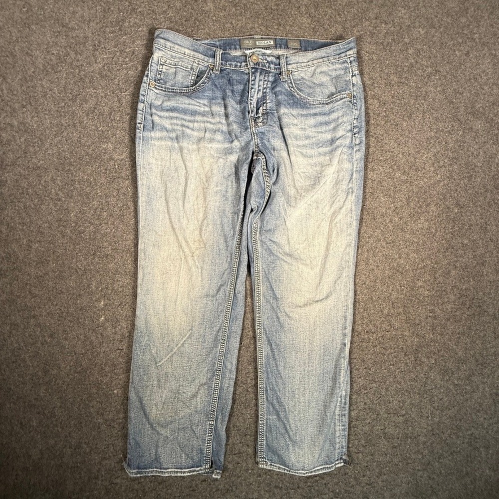 BKE‎ Denim Nolan Straight Leg Jeans Mens 33Sx28 Light Wash Distressed